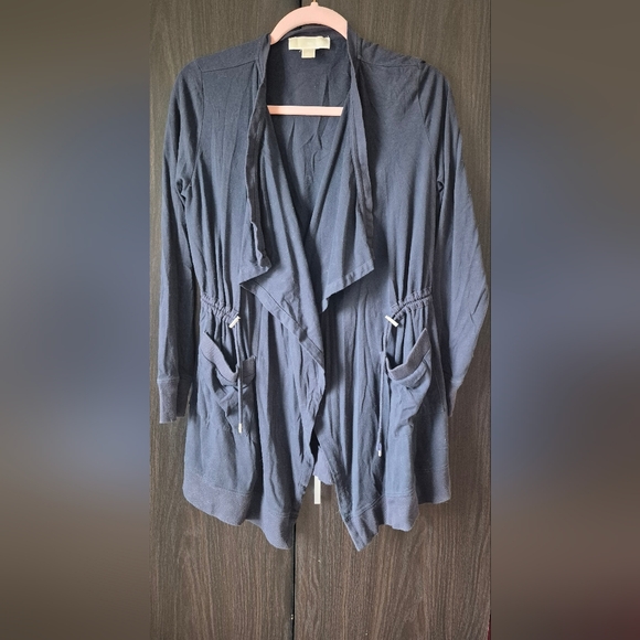 MICHEAL KORS Stylish Dark Gray Open Front Cardigan - Picture 2 of 2